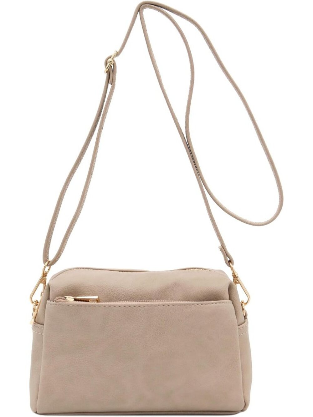 Women's Beige Brick Triple ZIP Small Lightweight Shoulder Purse Crossbody Bag